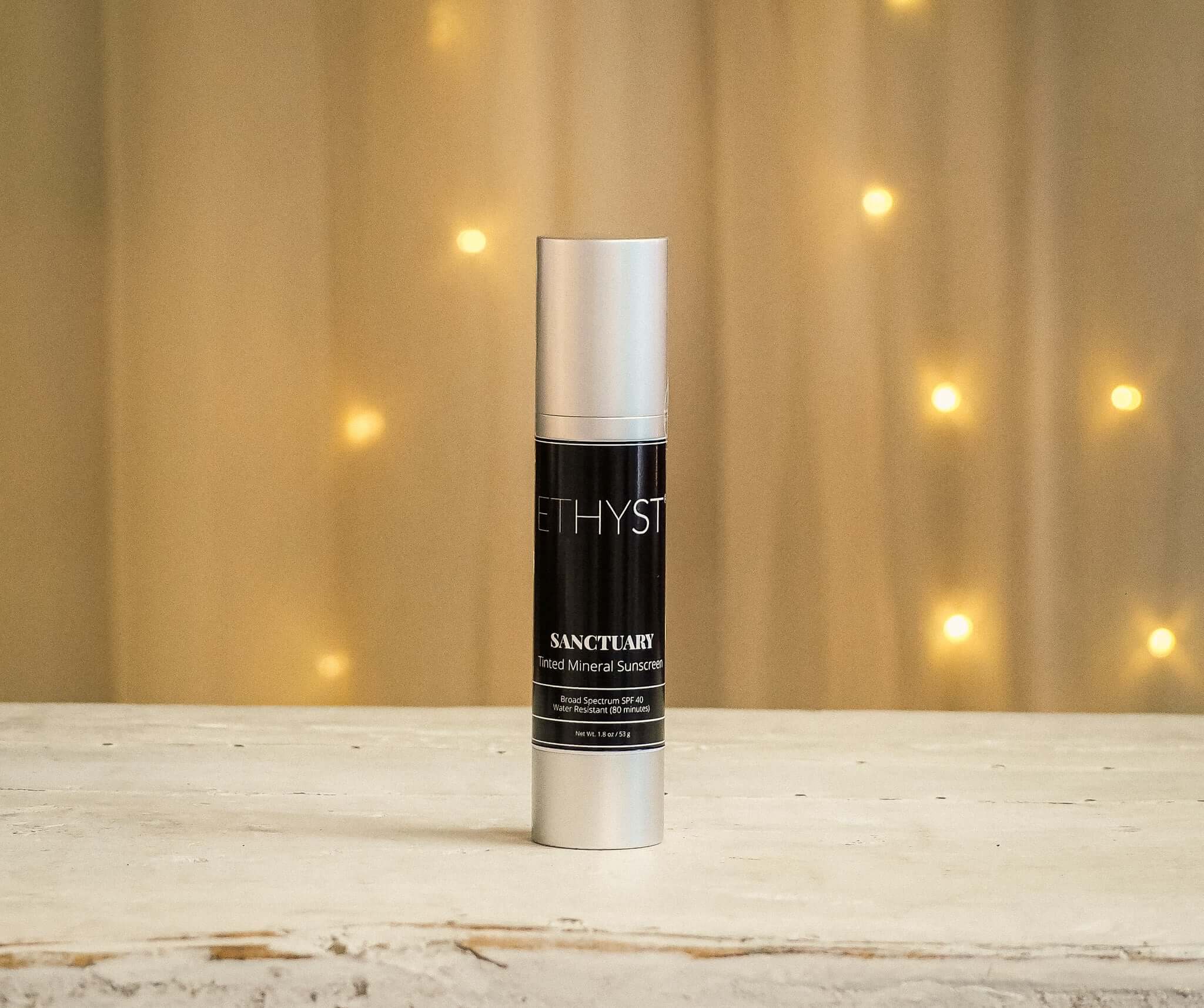 ETHYST® Sanctuary™ Tinted Mineral Sunscreen SPF 40 is a sheer, tinted facial mineral sunscreen that offers broad-spectrum sun protection with an elegant, matte finish. Infused with Vitamin C and Vitamin E, this SPF gives back to your skin just like the rest of the ETHYST® line! ETHYST® Sanctuary™ Tinted Mineral Sunscreen SPF 40 is also another skincare product that can be used in place of makeup; just like ETHYST® Abundance Lip Plumper!