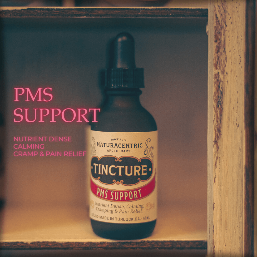 Champagne Apothecary carries Naturacentric Tinctures! PMS Support, nutrient dense, calming, cramping & pain relief.
